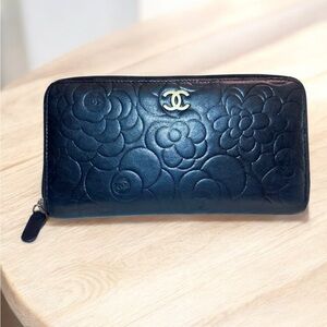 Chanel Camellia Embossed Wallet